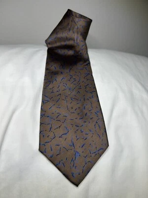 Corbata de seda francesa vintage Guy Laroche marrón azul negro abstracta ~ EE. UU. Foto 1 de 4