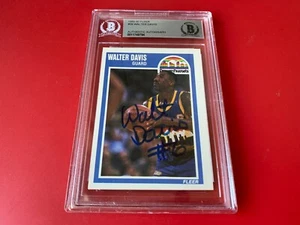 Walter Davis Nuggets 1989-90 NBA Fleer Card Signed Auto Beckett BAS Slabbed - Picture 1 of 3