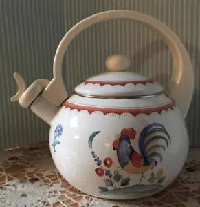 Difícil de encontrar De colección Villeroy & Boch Jardín D'Alsace Village Metal Esmalte Tetera con Gallo - Imagen 1 de 6