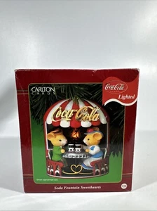 2001 Coca-Cola ￼Soda Fountain Sweethearts Carlton Cards Coke Ornament Lighted - Picture 1 of 15