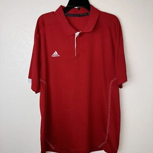 ADIDAS MENS Size Large Polo GOLF SHIRT Solid Red  Short Sleeve - Picture 1 of 7