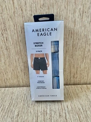 Shorts boxer elástico masculino American Eagle AEO médio (32-34 cintura) lote de 3 novos - Imagem 1 de 4