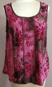 Dressbarn Tank Top 2X Pink Brown TIe Dye Velvet Burnout Sleeveless Stretch Plus - Picture 1 of 13