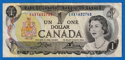 Canada $1 1973  P-85c/ BC-46bA  Circ. Replacement Note EAX 1632745 Broken Ladder - Image 1 of 3