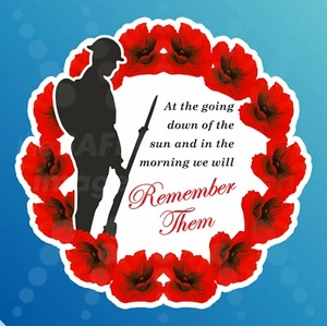 Lest We Forget Poppy Remember Them Remembrance Day Window Sticker Decal - Picture 1 of 2