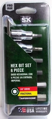 (J) SK Professional Tools 3/8 in. drive SAE Hex Bit Socket Set 6 pc #20316 - Image 1 of 2