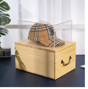 Clear Hat Display Case,Acrylic Baseball Cap Holder with Wooden Stand-L๐K-NEW - Picture 1 of 8