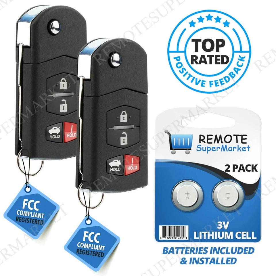2 For 2005 2006 2007 2008 Mazda 6 Sedan RX-8 Keyless Entry Flip Remote Key Fob Foto 1 de 1