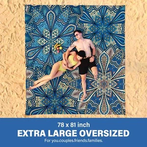 Oversized Beach Blanket 78"x81" Waterproof Sandproof for Travel 7 Adults - Picture 1 of 6