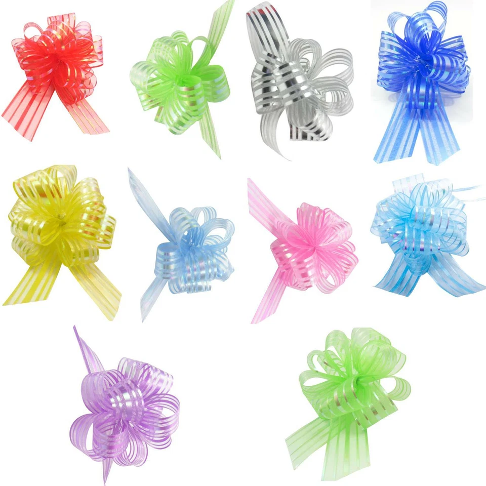 YOLLI Large & Small Organza Pom Pom Pull Bows various Colours and Pack Sizes