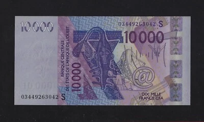 West African States 10000 Francs 2003 P-918Sa  GEM UNC LETTER "S" Guinea - Image 1 of 2