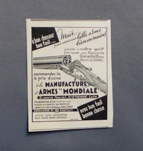 PUBLICITE ANCIENNE ADVERT CLIPPING 031017 MANUFACTURE D ARMES MONDIALE A BON CHA - Imagen 1 de 1