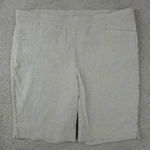 Chicos Shorts Women 3 US 16 Black White Striped Slimming Pull on Bermuda Stretch - Picture 1 of 12