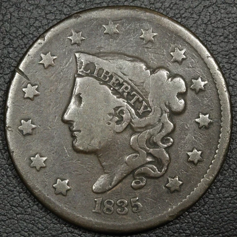 1835 Coronet Matron Head Copper Large Cent Cover