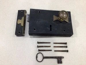 Antique Victorian Drawback Rim Lock - Bild 1 von 10