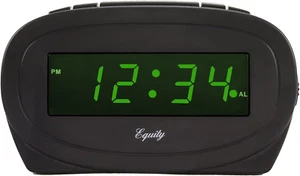 Equity 30226 Digital Green LED Electric Alarm Clock, Black - Picture 1 of 5