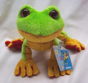 GANZ Webkinz Lil' Kinz BRIGHT GREEN TREE FROG 6" Plush Stuffed Animal Toy NEW - Picture 1 of 5