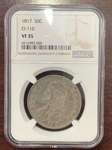 1817 Capped Bust Half Dollar, Variety O-110, NGC VF 35 Cover
