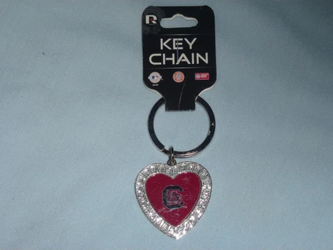 SOUTH CAROLINA GAMECOCKS glitter effect metal Heart KEYCHAIN / KEYRING  Rico NWT Cover