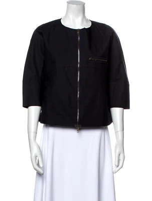 MARNI Crew Neck 3/4 Sleeve Crop Top Light Jacket Size M US8  IT44 Black - Image 1 of 4
