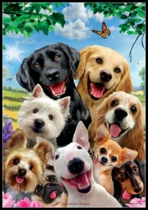 Selfie para perro - gráfico de agujas hágalo usted mismo DMC color contado patrones de punto de cruz - Imagen 1 de 2
