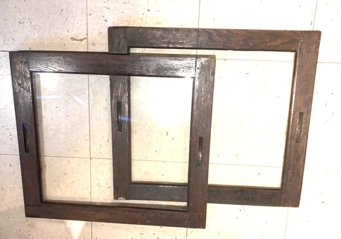 ANTIQUE OAK MERCANTILE CABINET SLIDING GLASS DOORS PAIR Cover