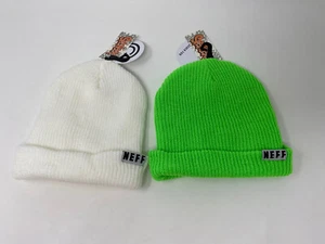 Neff Fold Beanie - weiß/neongrün - OSFM - NEU mit Etikett - Bild 1 von 10