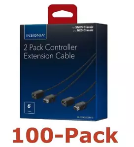 NEW Lot of 100 Insignia Extension Cable Nintendo NES & SNES Controllers 2-Pack - Picture 1 of 6