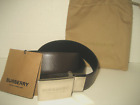 $470 NEW BURBERRY Men Belt Sz 36 in Brown Black Reversible Leather Resize Buckle