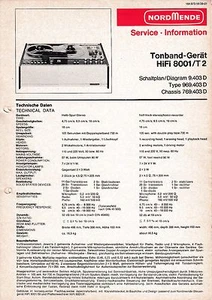 Service Manual Instructions for Nordmende Hifi 8001. T2,9.403 D - Bild 1 von 1