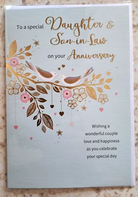 To A Special Daughter and Son-in-Law Anniversary Medium Card 15x25cm (6x9inches)
