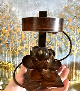 JAN BARBOGLIO Candelabro Hierro🌹 Flor Rosa 6" RETIRADO Forjado a Mano FIRMADO - Imagen 1 de 24