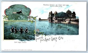 c1905 Greetings From Salt Lake City Pavilion Saltair Utah Correspondence Postcar - Photo 1 sur 2