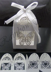 PEARLESCENT FAVOUR BOXES WITH RIBBON - LAST CHANCE TO BUY - Picture 1 of 13