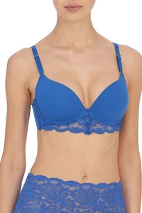 New NATORI 721282 Blue Embolden Contour Lace Underwire Bra Size 32C - Picture 1 of 5