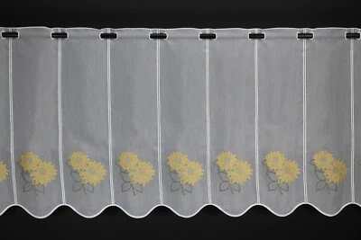 Scheibengardine Bistrogardinen Meterware nach Maß "Goldene Blume 150" 60 & 45 cm - Bild 1 von 4