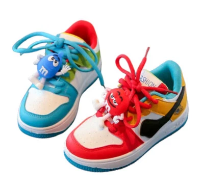 Mismatched Kids Sneakers Multicolor Comfort Sport Shoes Boys Trainers M&M Laces - Image 1 of 4