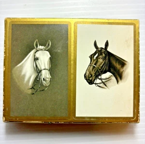 Vintage Riviera Horse Playing Cards Double Deck Complete in Box Gold Edge 2 Deck - Picture 1 of 9