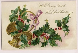 Raphael Tuck Holly Postcards un-numbered series - Picture 1 of 1