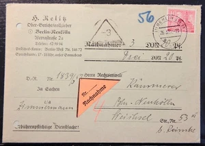 Mi. Nr. 52 P3 Berliner Bauten I auf Nachnahmebrief vom 26.3.52 Brl. Neukölln - Bild 1 von 3