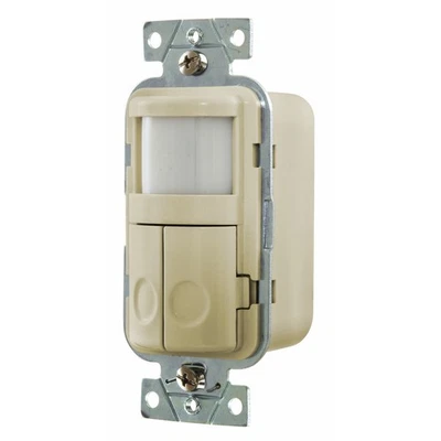 Hubbell Ivory Vacancy Sensor Wall Light Switch No Neutral PIR 120VAC WS1021I - Image 1 of 2