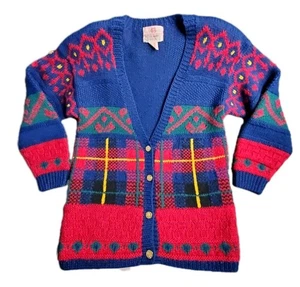 Vintage Strickjacke Pullover Damen M Handstrick Goldknöpfe Schulterpolster Oma - Bild 1 von 7