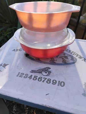 PYREX Pink Daisy Casserole Dish No Lid 043 1.5 Quart & 024 2 Quart Covered Bowl - Image 1 of 4