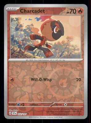 Charcadet SV08: Surging Sparks #032/191 Common Reverse Holo Pokemon NM - Image 1 of 2