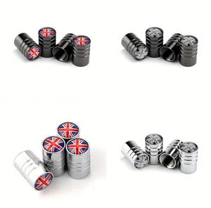 Tyre Valve Caps Dust Caps Gunmetal x 4 union Jack UK flag UK seller FITS ALL CAR - Picture 1 of 7