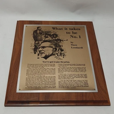 NFL Vince Lombardi "Lo que se necesita para ser No. Placa de discurso Green Bay Packers de una" Foto 1 de 4