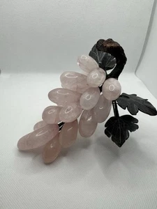 Rose Quartz Grape Cluster Pink and jade Green Leaves MCM Decor Vintage. 1A - Picture 1 of 6