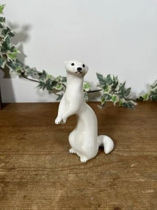 Lomonosov Russian Vintage Porcelain White Weasel Ermine Stoat Mink Figurine USSR - Picture 1 of 6