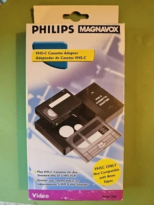 Adaptador de casete de video Philips Magnavox VHS-C reproduce cintas de videocámara VHSC en VCR Foto 1 de 4