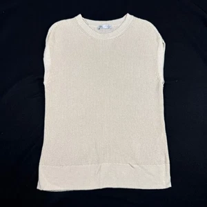 Zara Knit Tank Top Ärmellos Beige Creme Tunika Gerippt Freizeit Lagenlook S/M - Bild 1 von 6